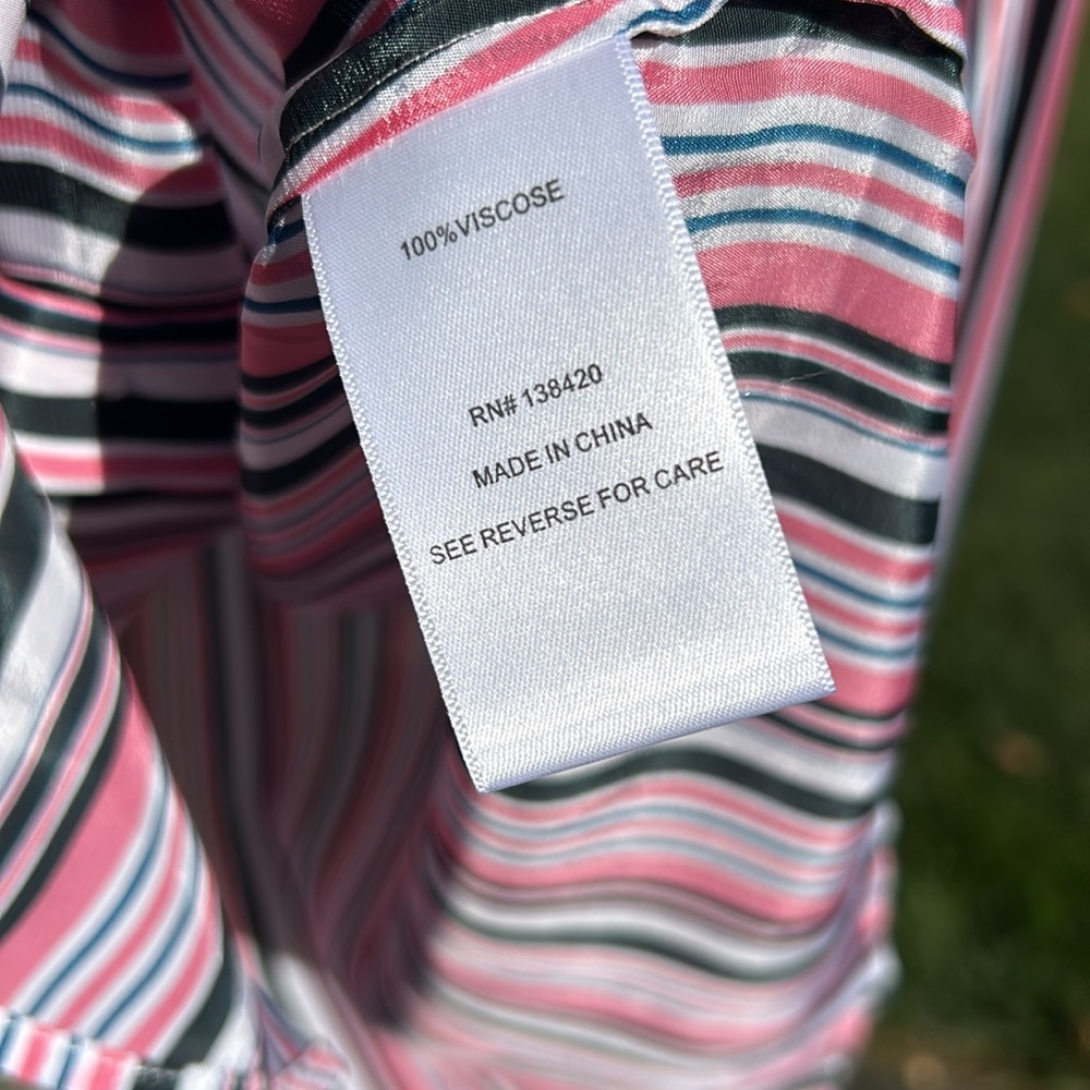 NWOT Etcetera Striped Blouse Pink and Green Size 2 - Picture 10 of 16